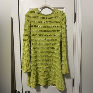 Ruffle Green Long Sleeve Mini Dress